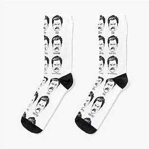 Ron Swanson Emotions Parks and Recreation Socks