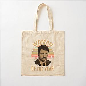 Woman of The Year Vintage Retro  Ron Swanson Parks and Recreation Cotton Tote Bag