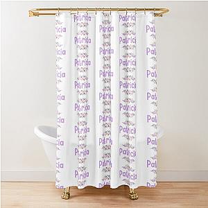 Purple Patricia Personalized Name Label Shower Curtain
