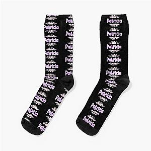 Purple Flower Blacks Label Patent Name Socks