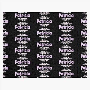 Purple Flower Patricia Name Black Jigsaw Puzzle