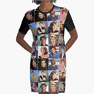 Patrick Swayze Photo Collage Graphic T-Shirt Dress