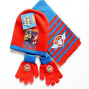 Paw Patrol Dog These Pups Gotta Fly Red Knitted Hat Gloves Scarf Set