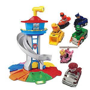 Paw Patrol Lookout Patrolling Canina Tower Toys With 6 Pull Back Cars