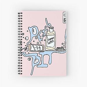 PEACH PIT SHAMPOO BOTTLES (original, colour, background) Spiral Notebook