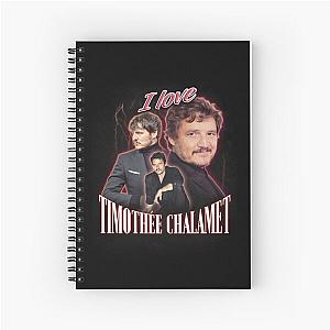 I Love Timothee Chalamet Pedro Pascal Cursed Fan Collage Spiral Notebook