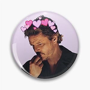 Pedro Pascal Pink Hearts Crown Cute Pin