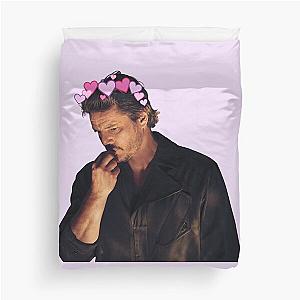 Pedro Pascal Pink Hearts Crown Cute Duvet Cover