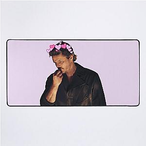 Pedro Pascal Pink Hearts Crown Cute Desk Mat