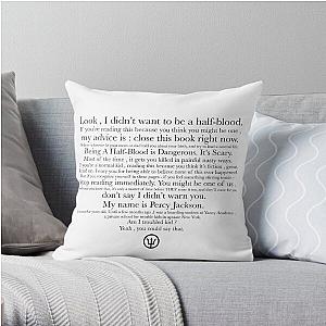 Percy Jackson “Lightning Thief” First Page Text Throw Pillow