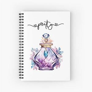 Pretty Chic Perfume Bottle with Jewels Gems Watercolor Art Spiral Notebook