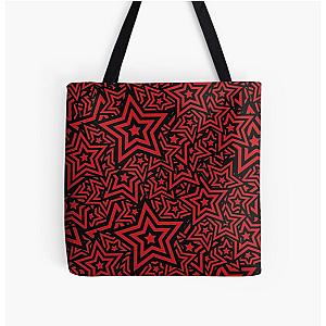 Star Pattern Persona 5 Red & Black All Over Print Tote Bag