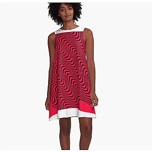 Red Wavey Pattern A-Line Dress Premium Merch Store