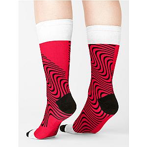 Red Wavey Pattern Sock Premium Merch Store