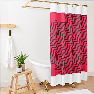 Red Wavey Pattern Shower Curtain Premium Merch Store