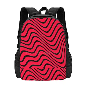 Pewdiepie Backpacks - Red N Black Waves Schoolbag Backpack