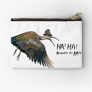 Watercolor happy Hadeda bird wearing Pharrell Williams hat Zipper Pouch