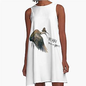 Watercolor happy Hadeda bird wearing Pharrell Williams hat A-Line Dress