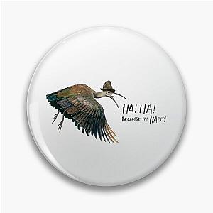 Watercolor happy Hadeda bird wearing Pharrell Williams hat Pin