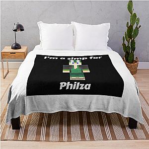 Philza Blanket - I'm a simp for Philza (Black Base) Throw Blanket RB1111