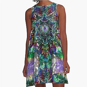 Earth tone Tie Dye hippie psychedelic mandala boho deadhead phish festivals grateful dead company A-Line Dress