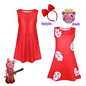 Piggy Robloxing Children Birthday Party Fancy Cosplay Clothing and Mask