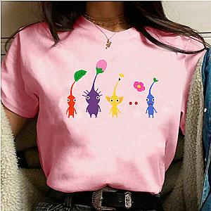 Pikmin Game Characters Print Pink T-shirt