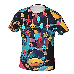 Pikmin Colorful Game Neon Jungle Retro Short-Sleeved T-Shirts