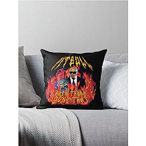 heavy metal pitbull with flames Throw Pillow