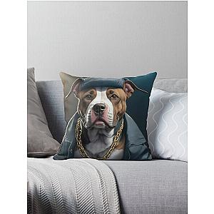 Rapper Dog Pitbull Throw Pillow