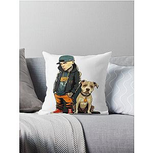 Two rapper dog pitbull Throw Pillow