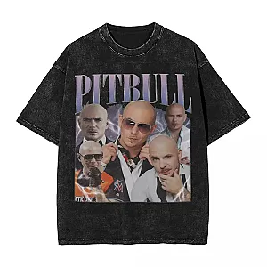 Pitbull Mr Worldwide Washed Streetwear Hip Hop T Shirt