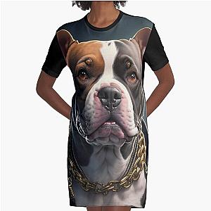 Rapper Dog Pitbull Graphic T-Shirt Dress