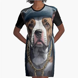 Rapper Dog Pitbull Graphic T-Shirt Dress