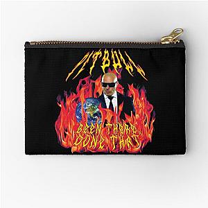 heavy metal pitbull with flames Zipper Pouch