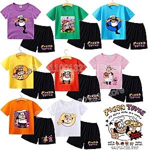 Pizza Tower Game Print Baby T-Shirt Shorts Suit Outfit