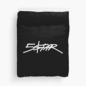 Plaqueboymax Five Star White on Black Duvet Cover