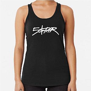 Plaqueboymax Five Star White on Black Racerback Tank Top