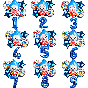 Cartoon Clown Plim Plip Foil Balloons Number Birthday Party Decoration