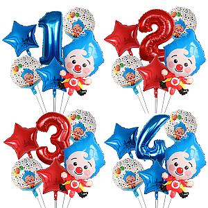 Plim Plim Clown Foil Helium Balloons Red Blue Number Balls Happy Birthday Party Decorations