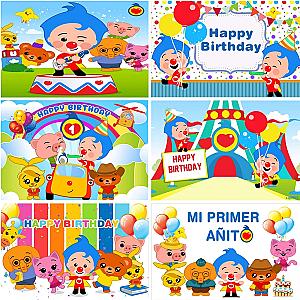 Plim Plim Birthday Party Photography Cartoon Banner Decoration