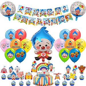 Plim Plim Cartoon Clown Foil Balloons Happy Birthday Banner Birthday Decorations