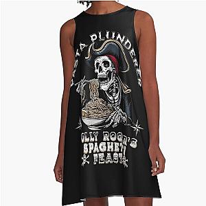 Pasta Plunderer - Pirate Eating Spaghetti - Halloween A-Line Dress