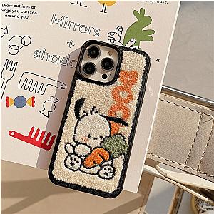 Pochacco Plush Cartoon Dog And Carrot Phone Case For iPhone