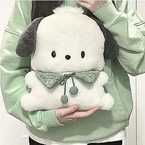 18cm Pochacco Green Tie Bow Cute Cartoon Dog Plush