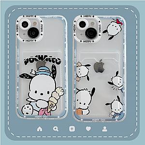 Pochacco Cartoon Dog Wallet Card Holder Phone Case For iPhone 14
