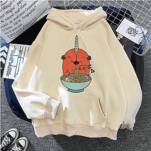 Pochita Eating Noodle Chainsaw Man White Hoodies