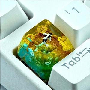 YELLOW BLUE KOI FISH - ARTISAN KEYCAP - Breakwooden BR2812