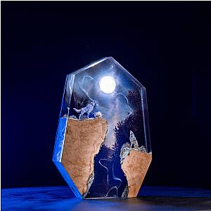 Epoxy Lamp - Custom Night Light Wolves Mythology - Breakwooden BR2812