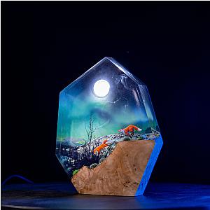 Epoxy Lamp - Custom Night Light Aurora Borealis - Breakwooden BR2812